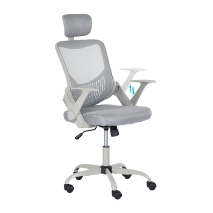 Silla de Oficina Ergonómica con Reposacabezas Gris