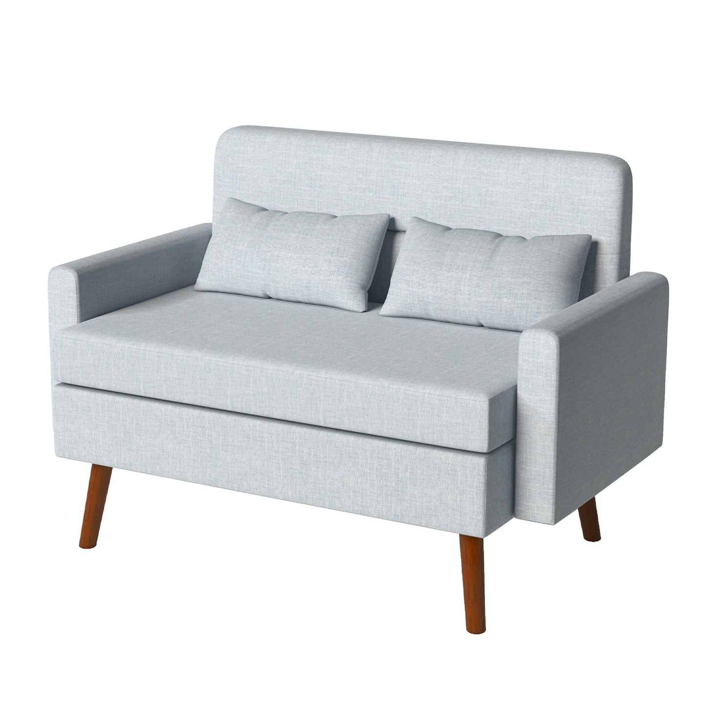 Sofá Loveseat 115cm Moderno Pequeño Tapizado en Tela Gris