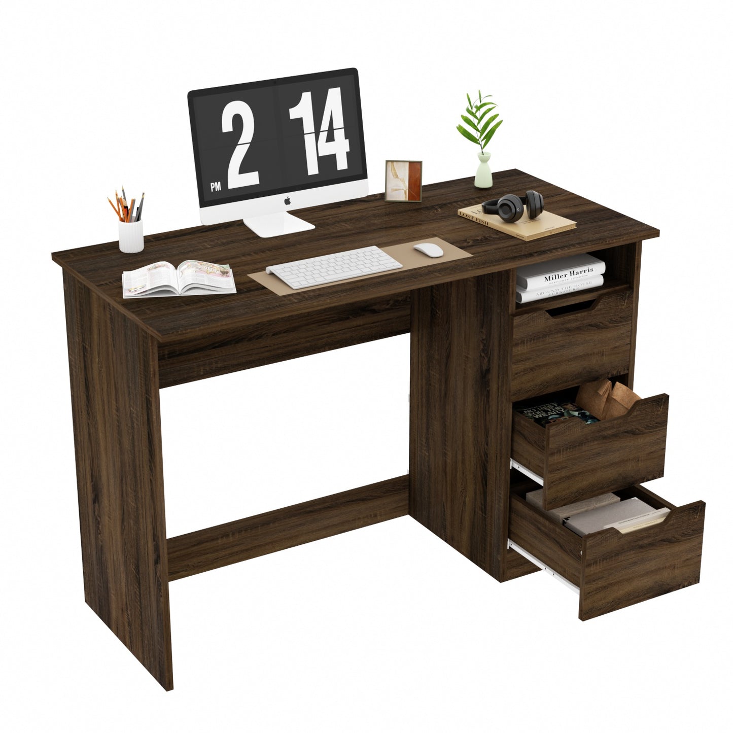  Cajonera de madera de pino, armarios de almacenamiento por  escritorios de computadora, cajones de oficina en casa con asas integradas  (tamaño : 34.6 in x 23.6 in x 17.7 in) : Productos de Oficina