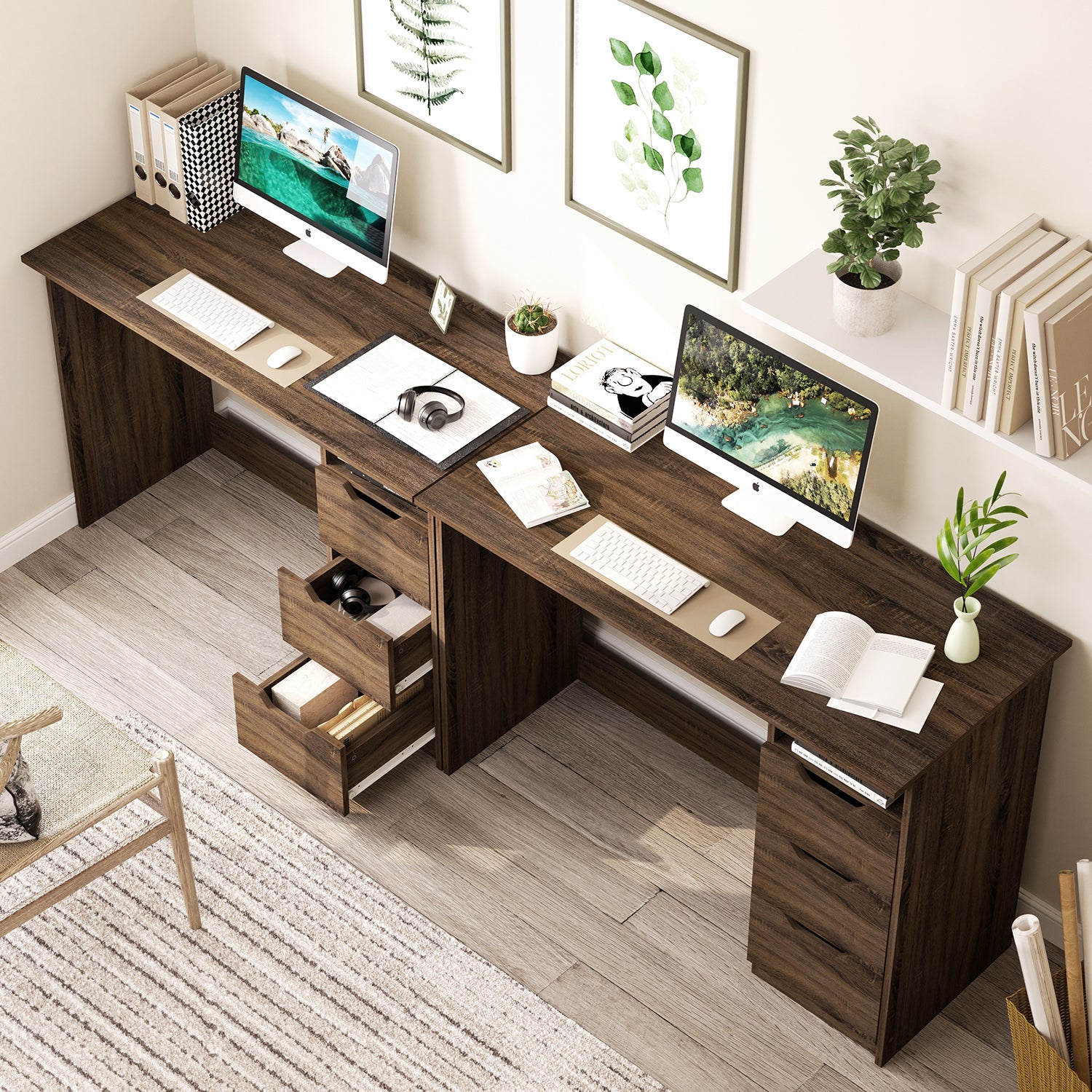 Escritorio con cajones, escritorio de madera de pino para estudio y  trabajo, escritorio de computadora para oficina en casa (color : 3.1 in de  grosor