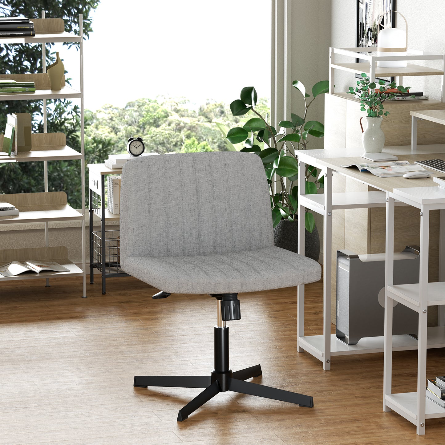 Silla de Oficina Ergonómica sin Brazos con Respaldo Medio Gris