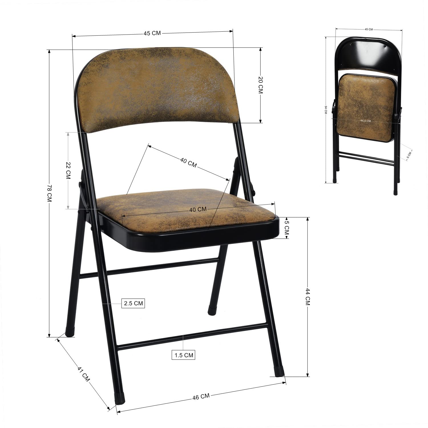 Sillas plegables con asientos acolchados, paquete de 4, sillas plegables  con marco de acero resistente, elegantes sillas de puente de fiesta para