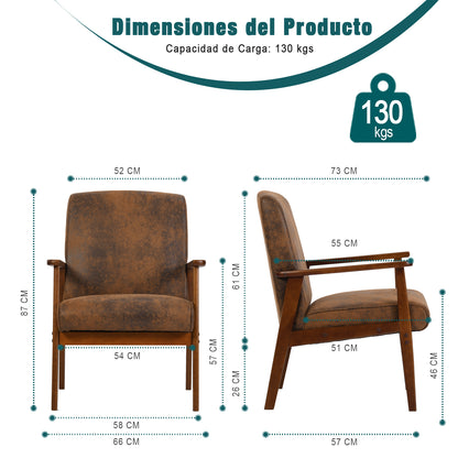 Silla Decorativa Moderna de Mediados de Siglo con Marco de Madera Marrón Vintage