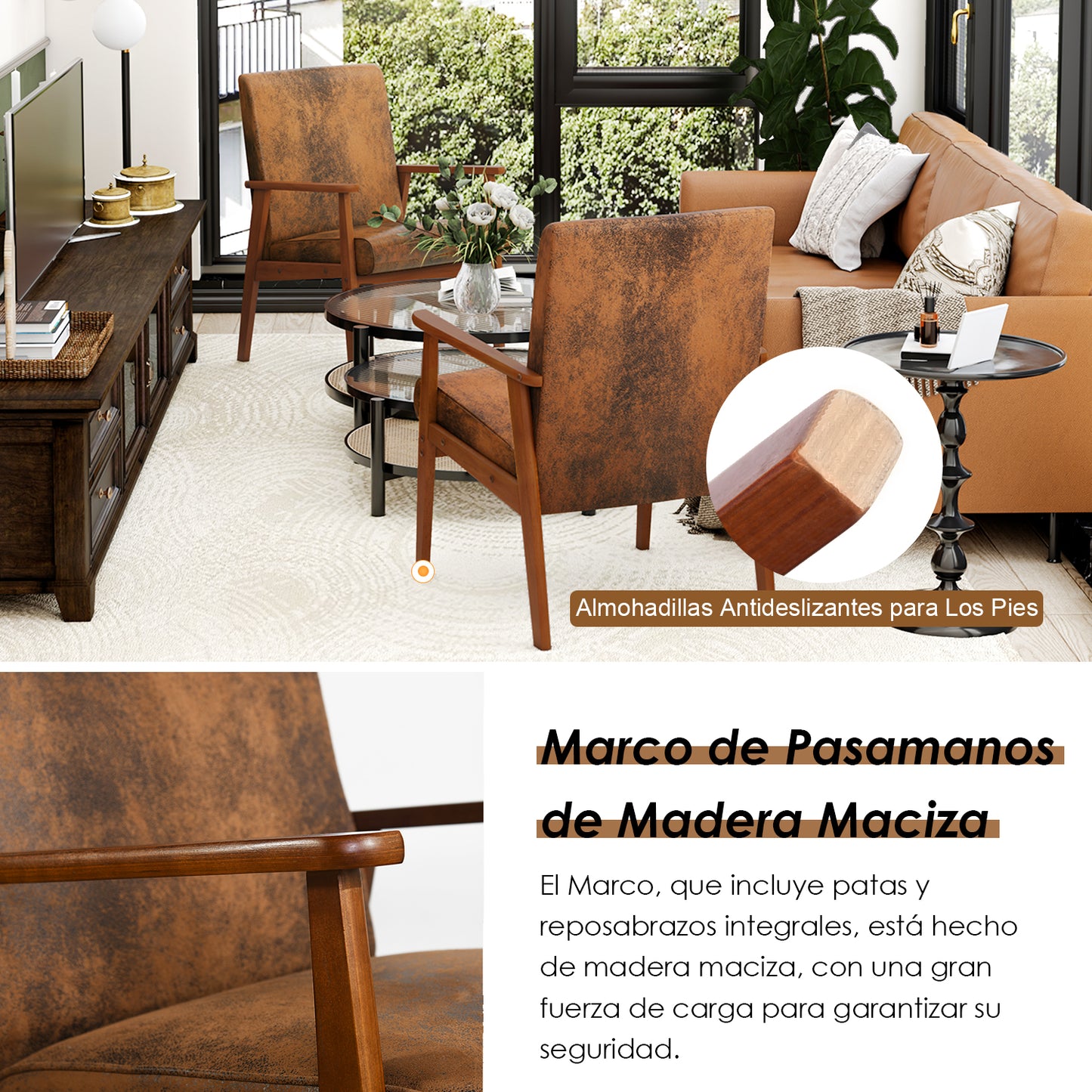 Silla Decorativa Moderna de Mediados de Siglo con Marco de Madera Marrón Vintage