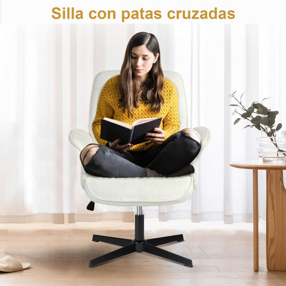 Silla Cruzada, Silla de Oficina Ergonómica con Respaldo Medio y Reposabrazos