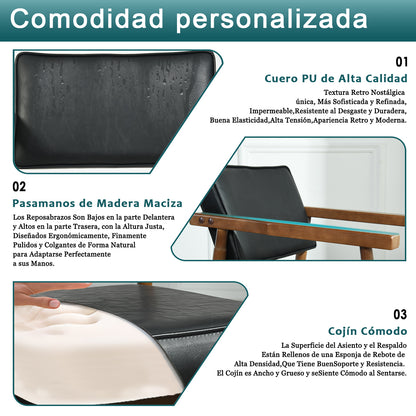 Juego de 2 Sillas de Comedor Modernas de Mediados de Siglo Negro