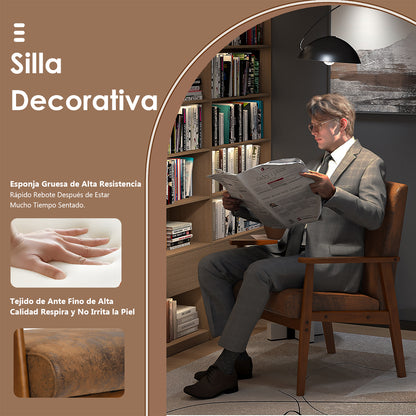 Silla Decorativa Moderna de Mediados de Siglo con Marco de Madera Marrón Vintage