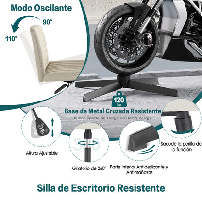 Silla de Oficina Ergonómica sin Brazos con Respaldo Medio Beige