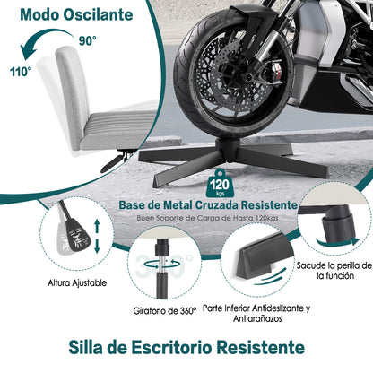 Silla de Oficina Ergonómica sin Brazos con Respaldo Medio Gris