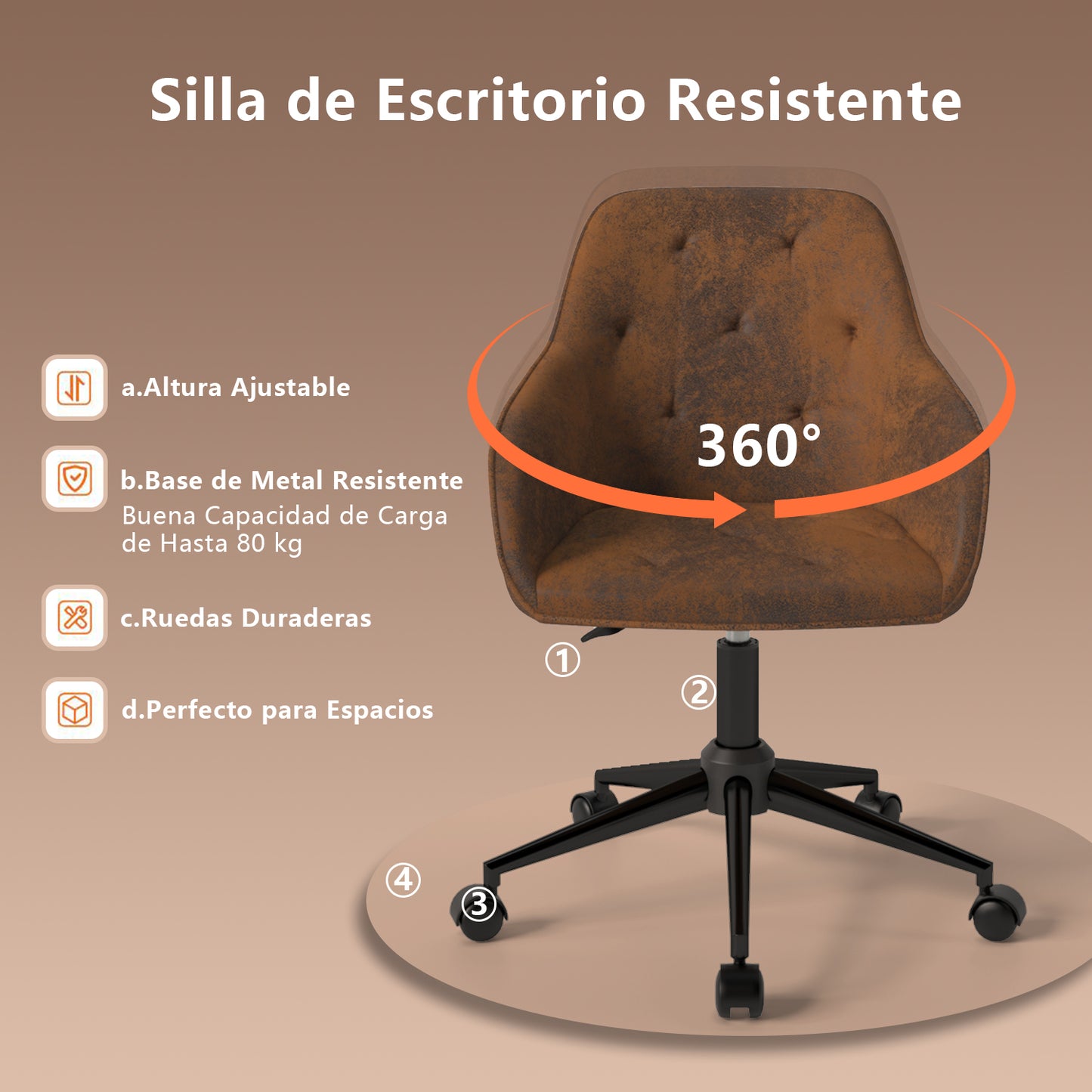 Silla de Escritorio de Oficina en Casa con Reposabrazos