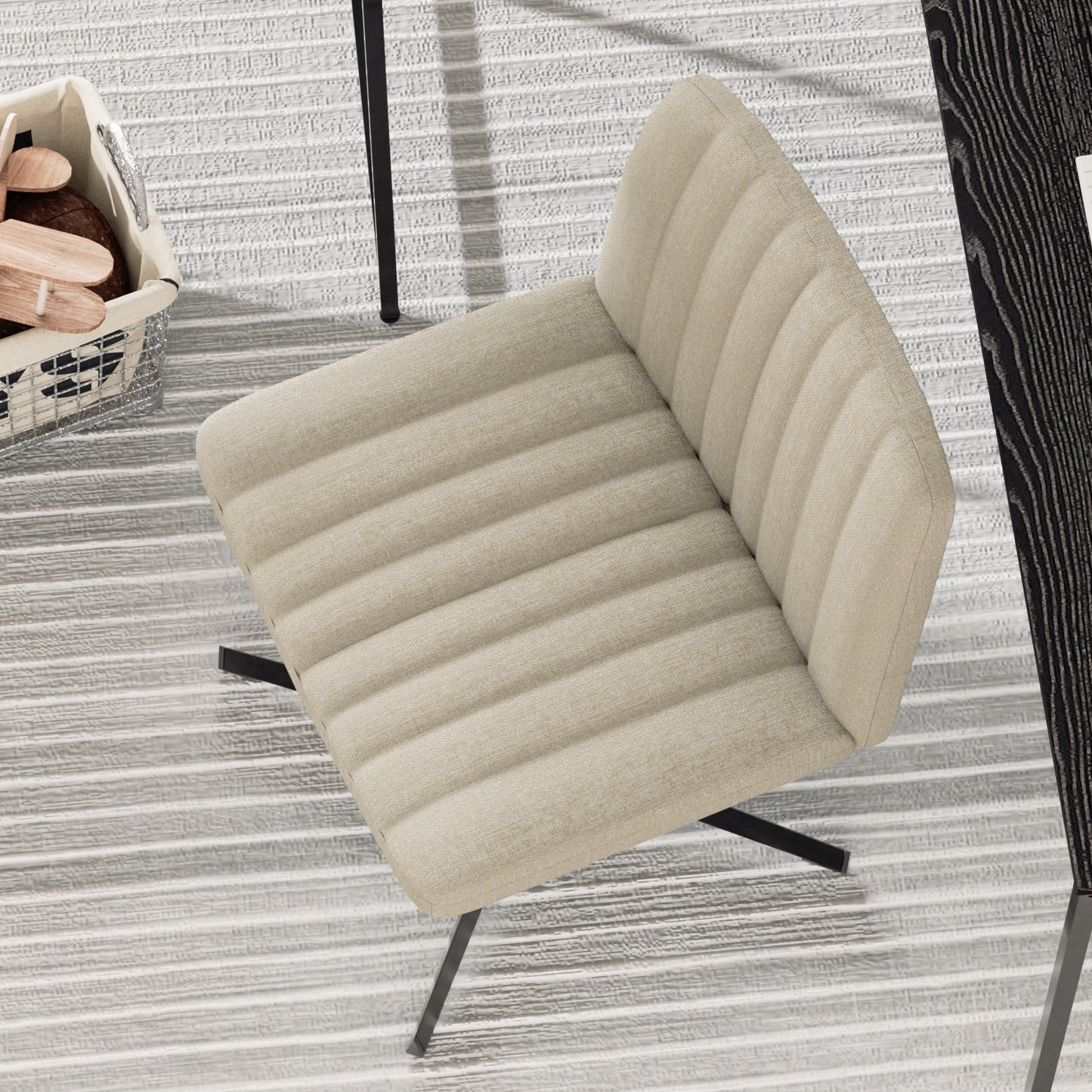 Silla de Oficina Ergonómica sin Brazos con Respaldo Medio Beige