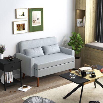 Sofá Loveseat 115cm Moderno Pequeño Tapizado en Tela Gris