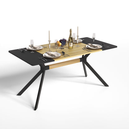 Mesa de Comedor para 4-6 Personas Negro y Natural