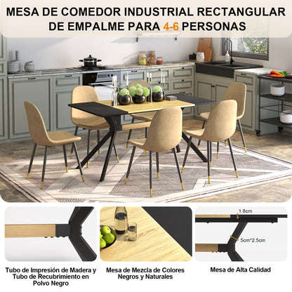 Mesa de Comedor para 4-6 Personas Negro y Natural