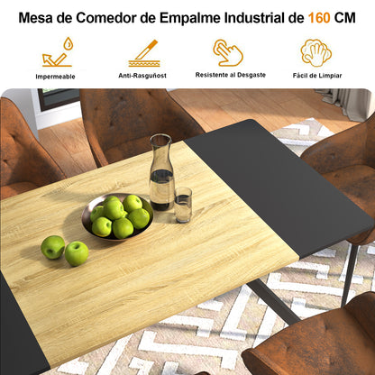 Mesa de Comedor para 4-6 Personas Negro y Natural