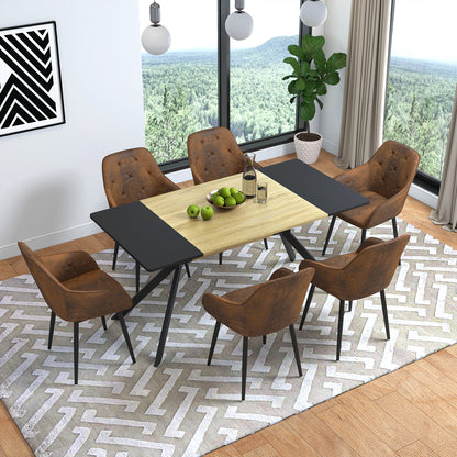 Mesa de Comedor para 4-6 Personas Negro y Natural