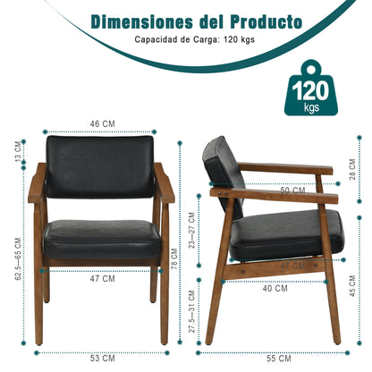 Juego de 2 Sillas de Comedor Modernas de Mediados de Siglo Negro