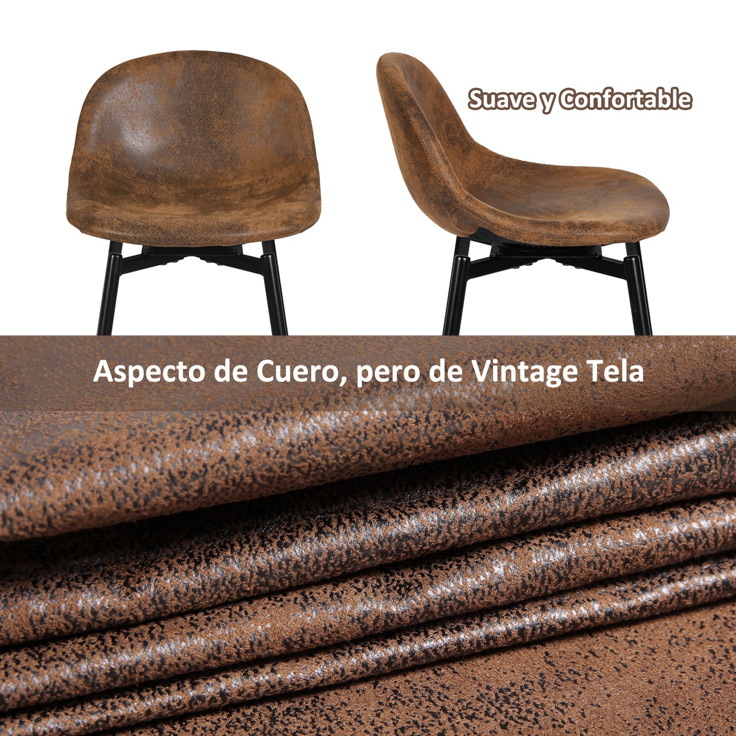 Set de 2 Bancos Altos para Barra de Cocina o Bar Tapizado Café Vintage –  FurnitureR