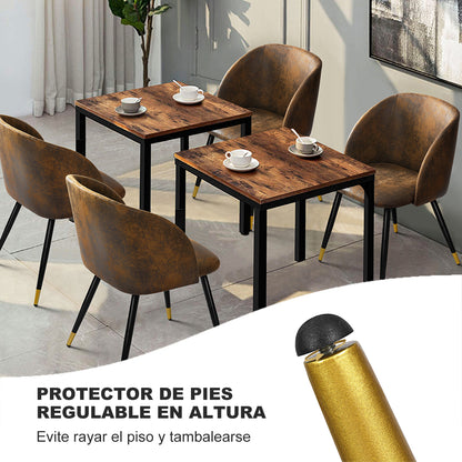 Set de 2 Sillas de Comedor Estilo Retro Patas Metálicas con Detalle Dorado