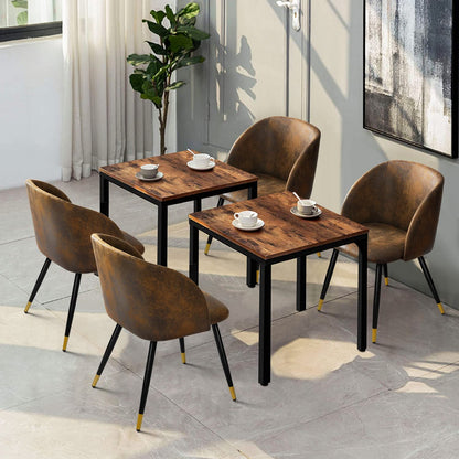 Set de 2 Sillas de Comedor Estilo Retro Patas Metálicas con Detalle Dorado