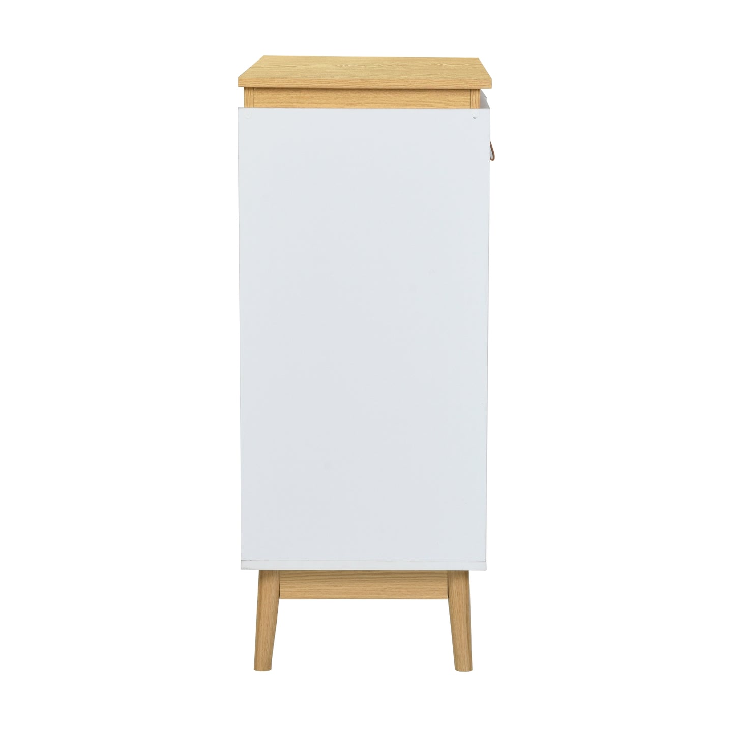 Gabinete de Bufé Aparador, Gabinete de Almacenamiento de Cocina con Puertas Decoradas de Ratán Blanco