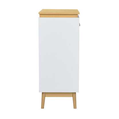 Gabinete de Bufé Aparador, Gabinete de Almacenamiento de Cocina con Puertas Decoradas de Ratán Blanco