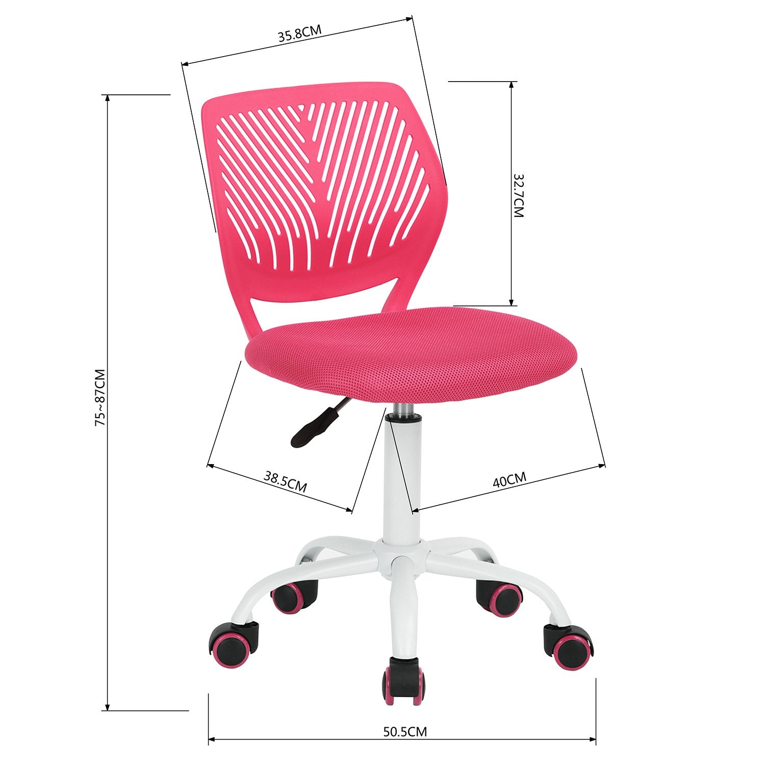 Silla de escritorio ajustable para tareas de oficina, color rosa, silla de  estudio para niños
