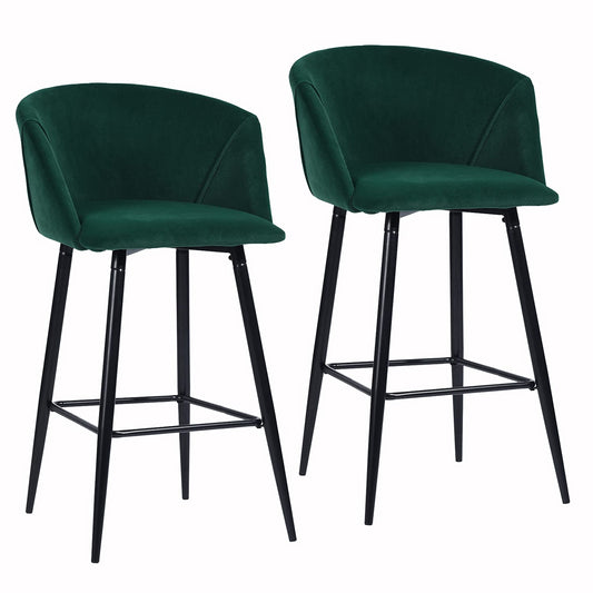 Conjunto de 2 Sillas de Bar con Asiento Tapizado Verde