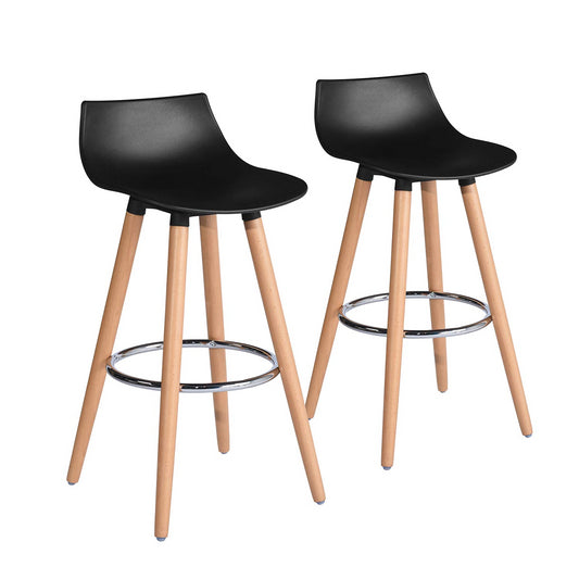 Set de 2 Bancos de Bar Modernos y Cómodos Estilo Nórdico Minimalista - Negro