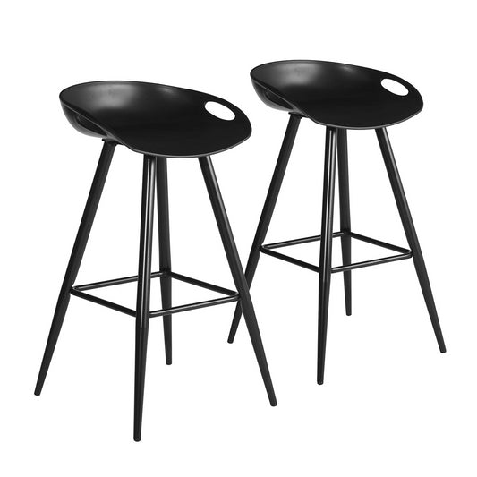 Set de 2 Bancos para Barra Modernos y Contemporáneos con Patas y Asiento PP en Negro