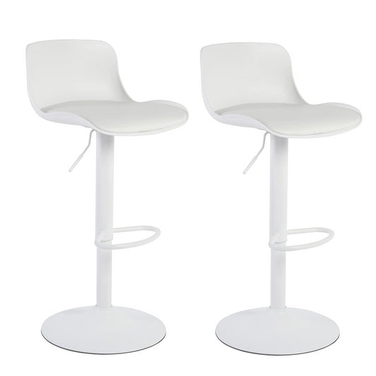 Set de 2 Bancos para Barra Estilo Minimalista Color Blanco y Altura Ajustable